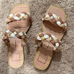 Dolce Vita Braided Sandals - Tan, White, Gold